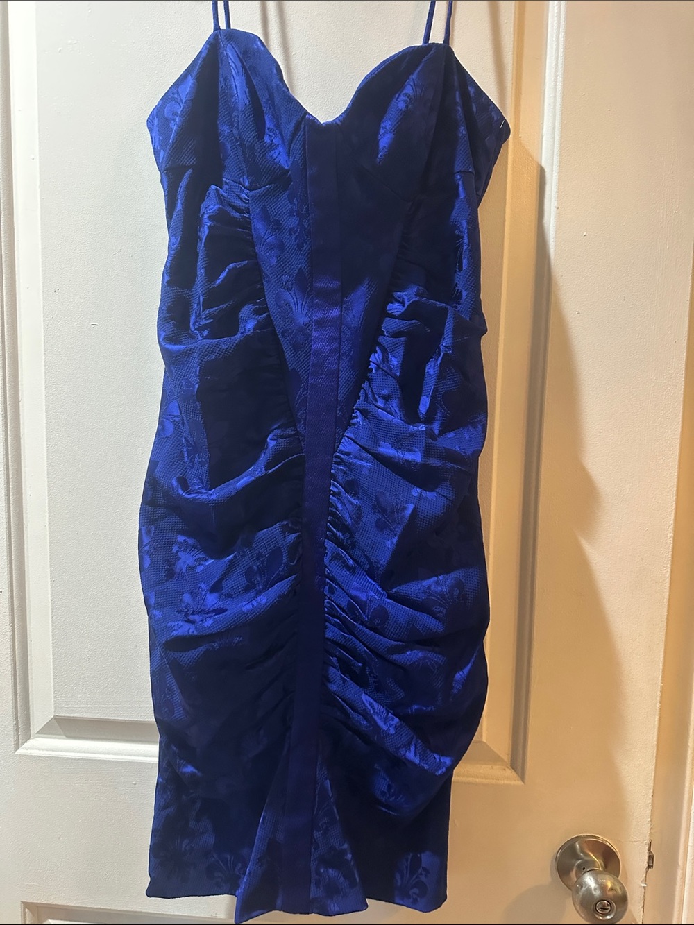 Nicole Miller Blue Floral Ruched Dress Size 10